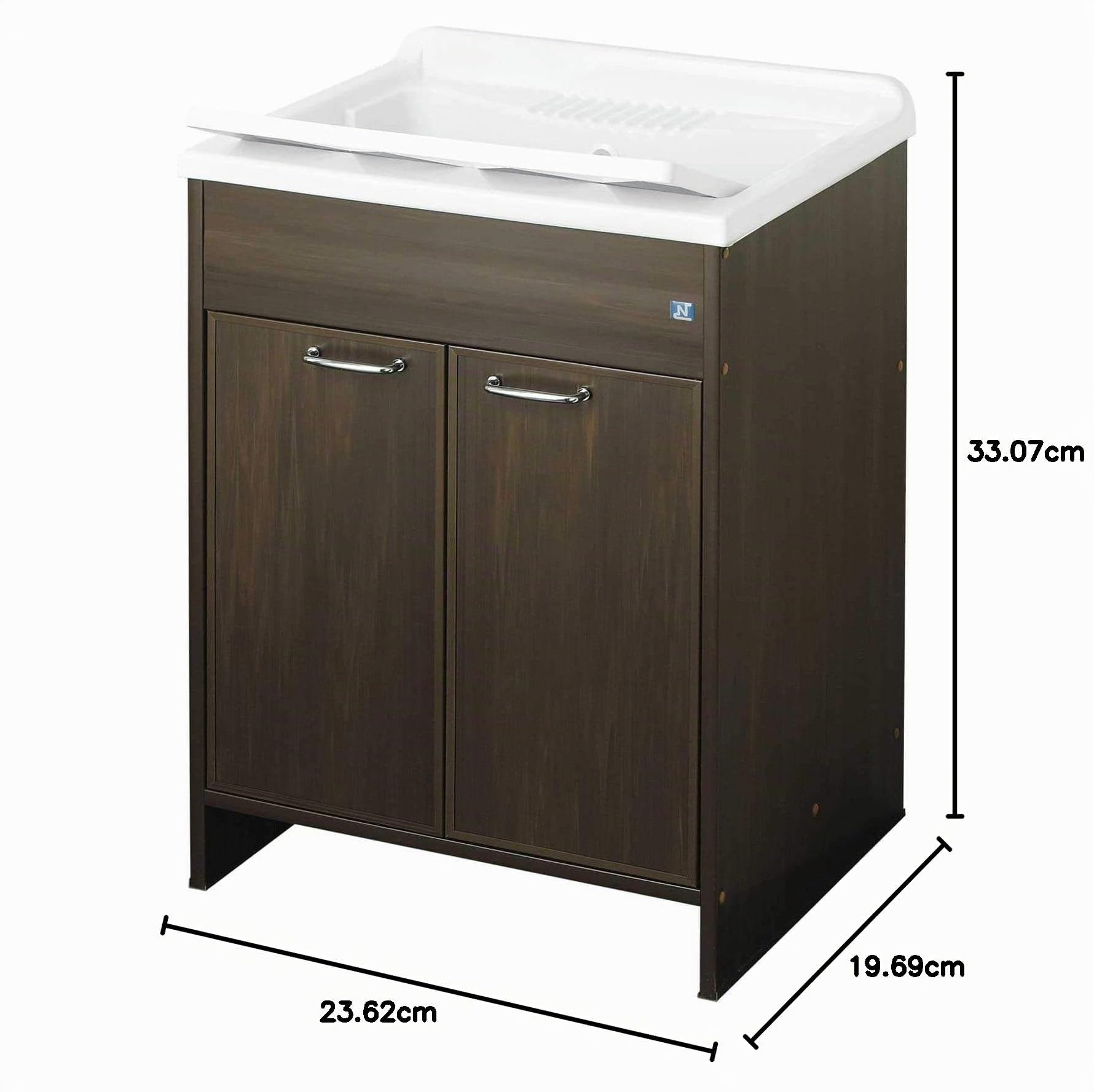 Negrari Lavatoio Lavapanni 9002KW in resina PVC, Vasca resistente agli acidi, Resistente all'umidità, Interno/Esterno, 60L x 50P x 85H cm, Wengè