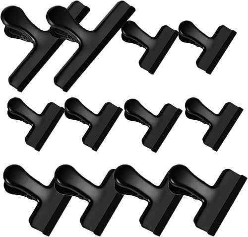 Miniatura 4 de HOUSE AGAIN Paquete de 12 clips de acero inoxidable de 3 tamaños para bolsas de virutas cubiertas con silicona, no más bordes afilados, clips