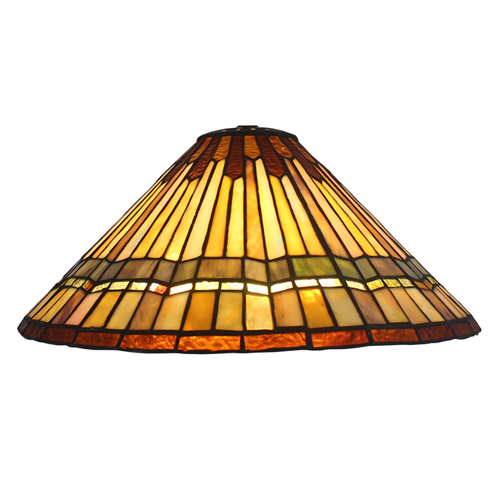 SaryEdge Tiffany Lamp Shade 16 Inches Wide Accessories Replacement Only Amber Brown Style Stained Glass Rounded Lampshade Vintage Handmade Light Cover for Table Lamp Pendant Li，，