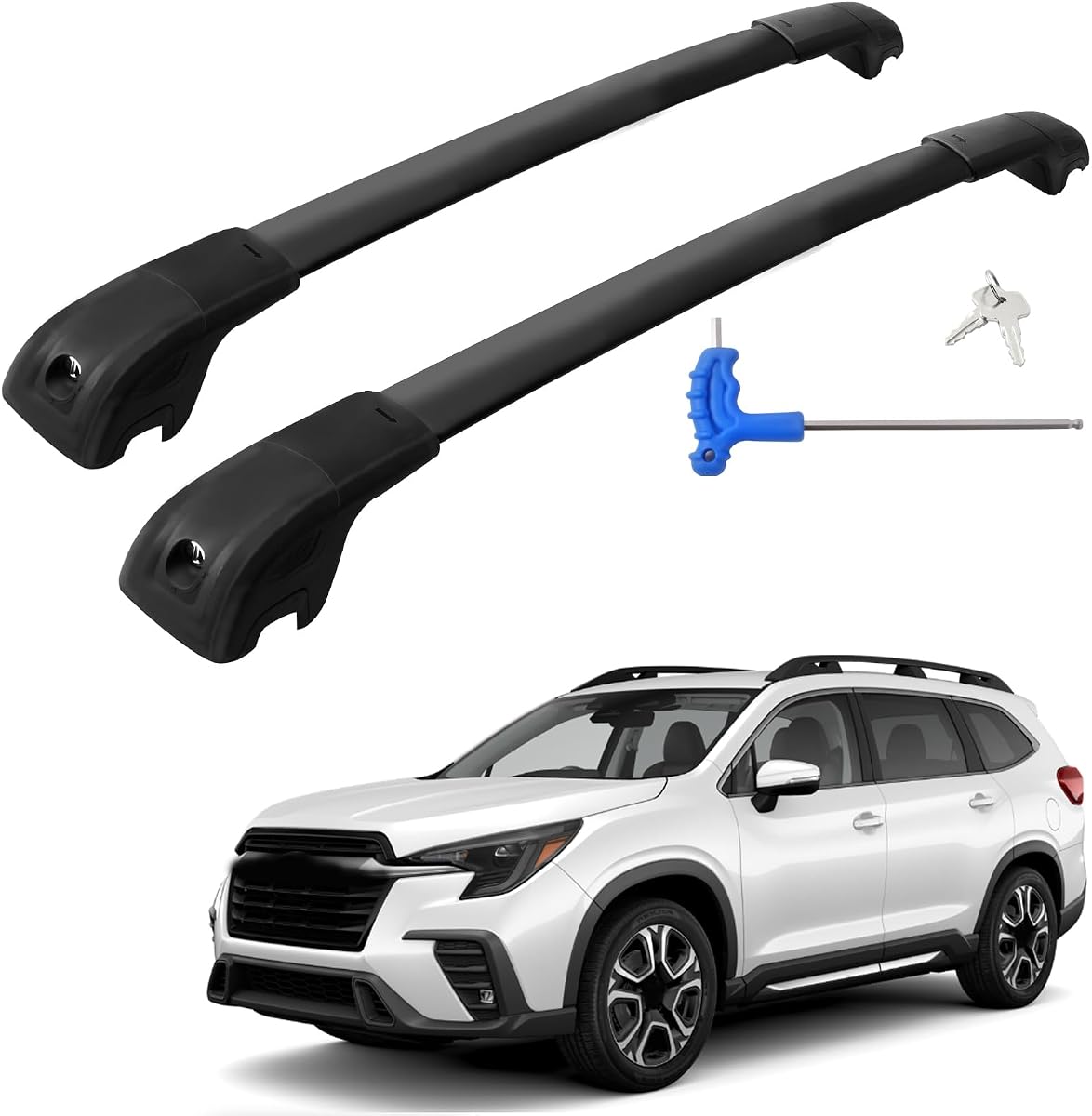 330LB Roof Rack Cross Bars Fit for 2019-2026 Subaru Ascent Cargo Bars | for Raised Side Rails Aluminum Lockable Roof Cross Bars for Kayak Bike Rooftop Cargo Carrier Bag Basket Luggage