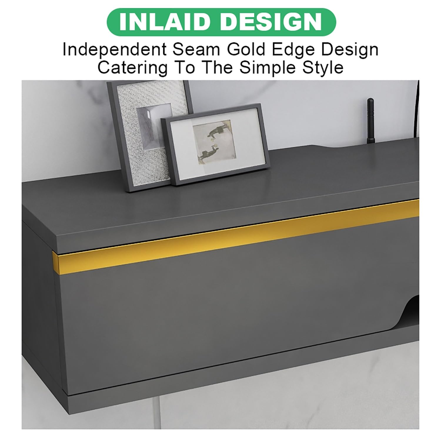 Supporto per TV galleggiante da parete, lucido, moderno, con sportello superiore, organizer per console multimediale per soggiorno, camera da letto, supporto TV a parete.