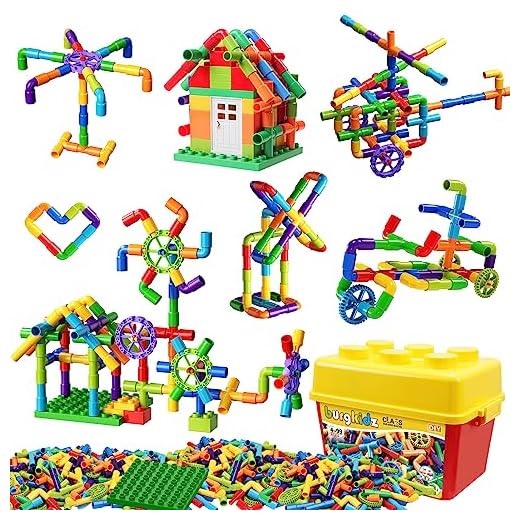 STEM Learning Pipe Tube Toy, Sensory Toys, Tube Locks Construction Building Blocks, Educational STEM Building Learning Toys with Wheels Baseplate for All Ages Kids Boys Girls, 188 Pcs