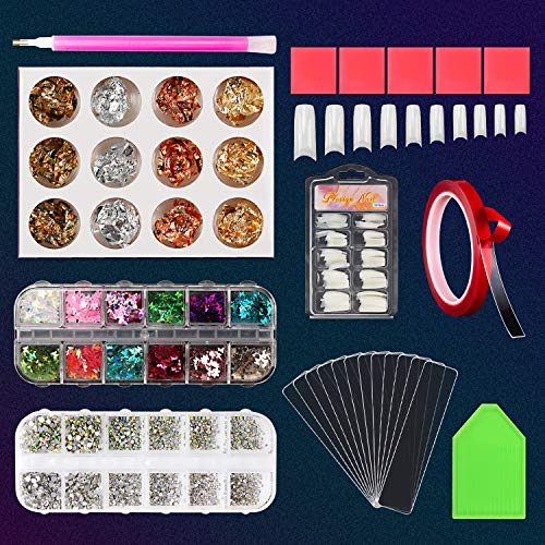50pcs Transparent Nail Art Display Stand Holder with Double Sided Tape Artificial Fake Nails Crystal Nail Rhinestone Nail Art DIY Design Decoration for Women Girls