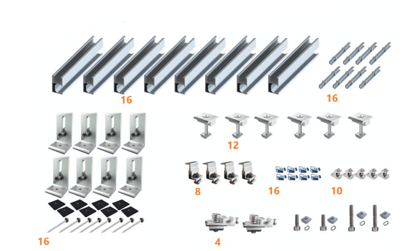 Uisolar Solar Panel Mounting Kit Rails for 8 Full Size Panels up to