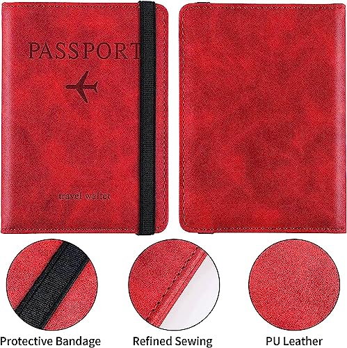 Image of House of Quirk Passport Holder Cover Travel Wallet Organiser, Passport Case with PU Leather Travel Document Holder for Men & Women Travel Accessories (Red)
