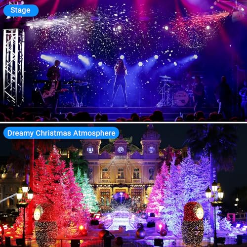 fake snow machine with 9leds light - 1500w artificial snow making machine with 7 color lights effect snowflake maker by remote control for kids wedding party stage christmas decorations