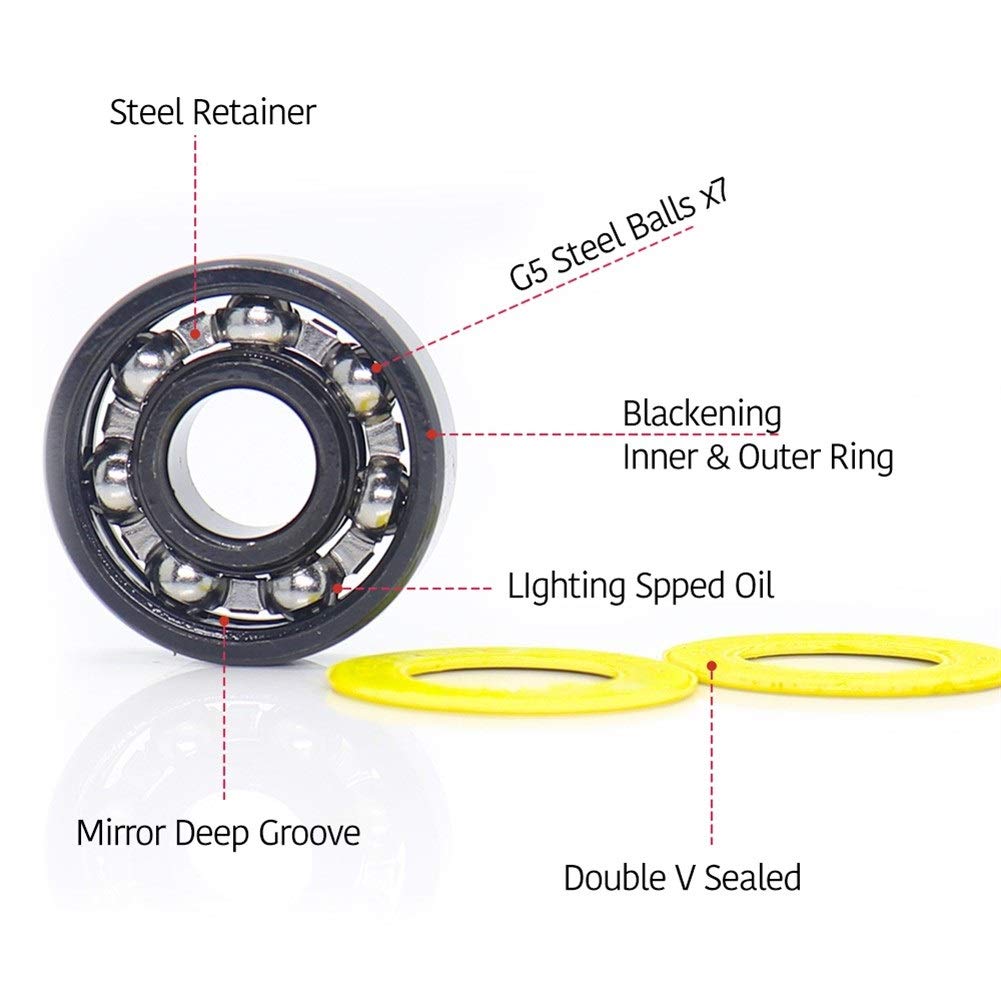 JIYAMI'EN EL-ZHOU 10Pcs 608RS Inline-Skate Lager ABEC-9 Gelb V Versiegelte Stahlkäfig Kugellager 608 2RS Geschwindigkeit Glatte Oberfläche mit Öl