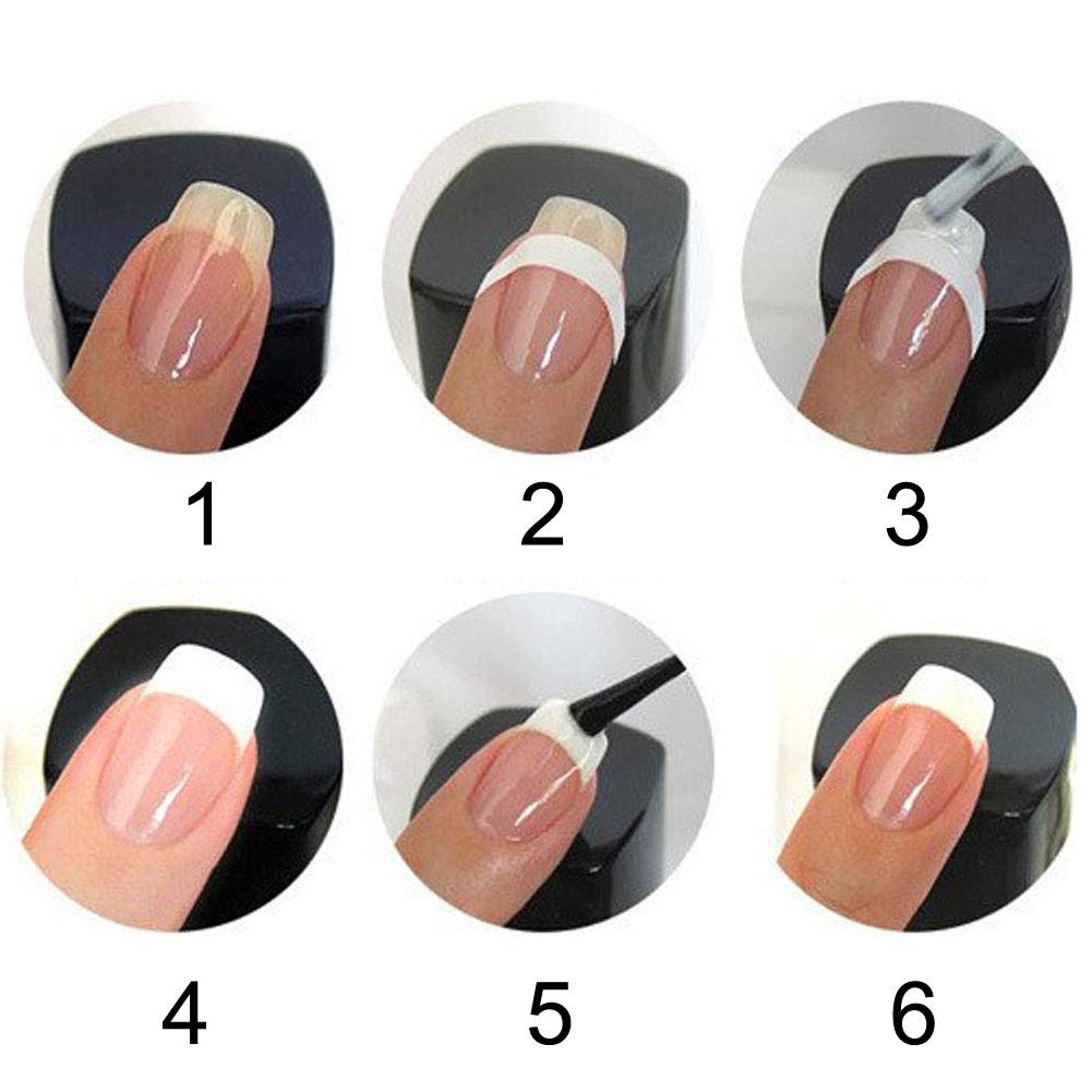 576 unids 12 hojas francesas pegatinas autoadhesivas plantillas manicura uñas guía de línea de sonrisa para mujeres niñas - diseño en forma de luna