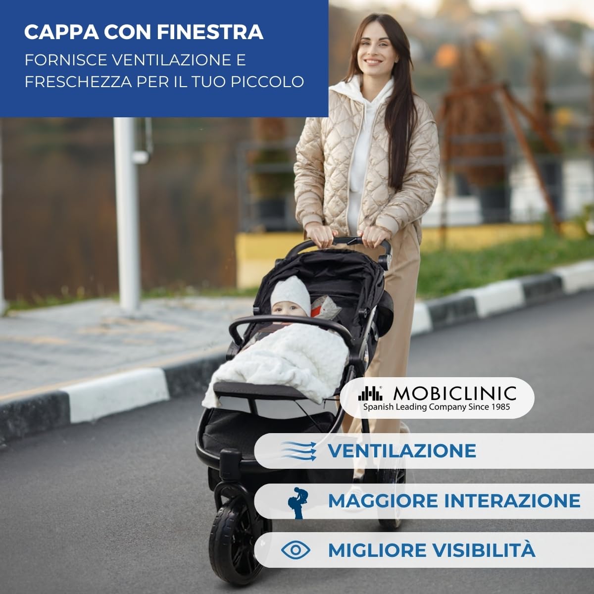 Mobiclinic® kids, Passeggino a 3 ruote, Agnes, Fuoristrada, Manubrio monocomando, Imbracatura 5 punti, Tasca posteriore, Stile sportivo, Chiusura clic, Cesto xxl, Fino 22 kg