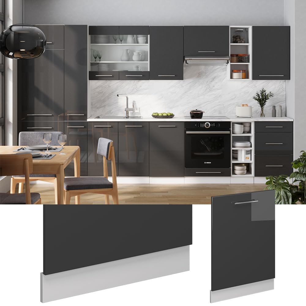 Vicco Panel przedni zmywarki "Fame-Line", Antracyt wysoki połysk, 60 cm | BP Marmur, à combiner avec d'autres modules de la série Fame-Line