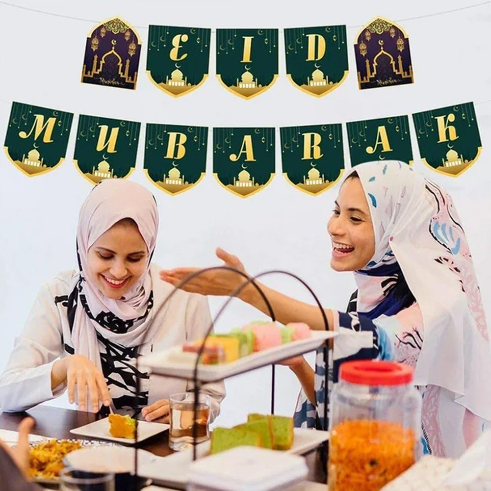 Eid Mubarak baner i wiszące strumienie wir sufit girlanda ramadan chorągiewki dekoracje do domu islamskie muzułmańskie artykuły imprezowe