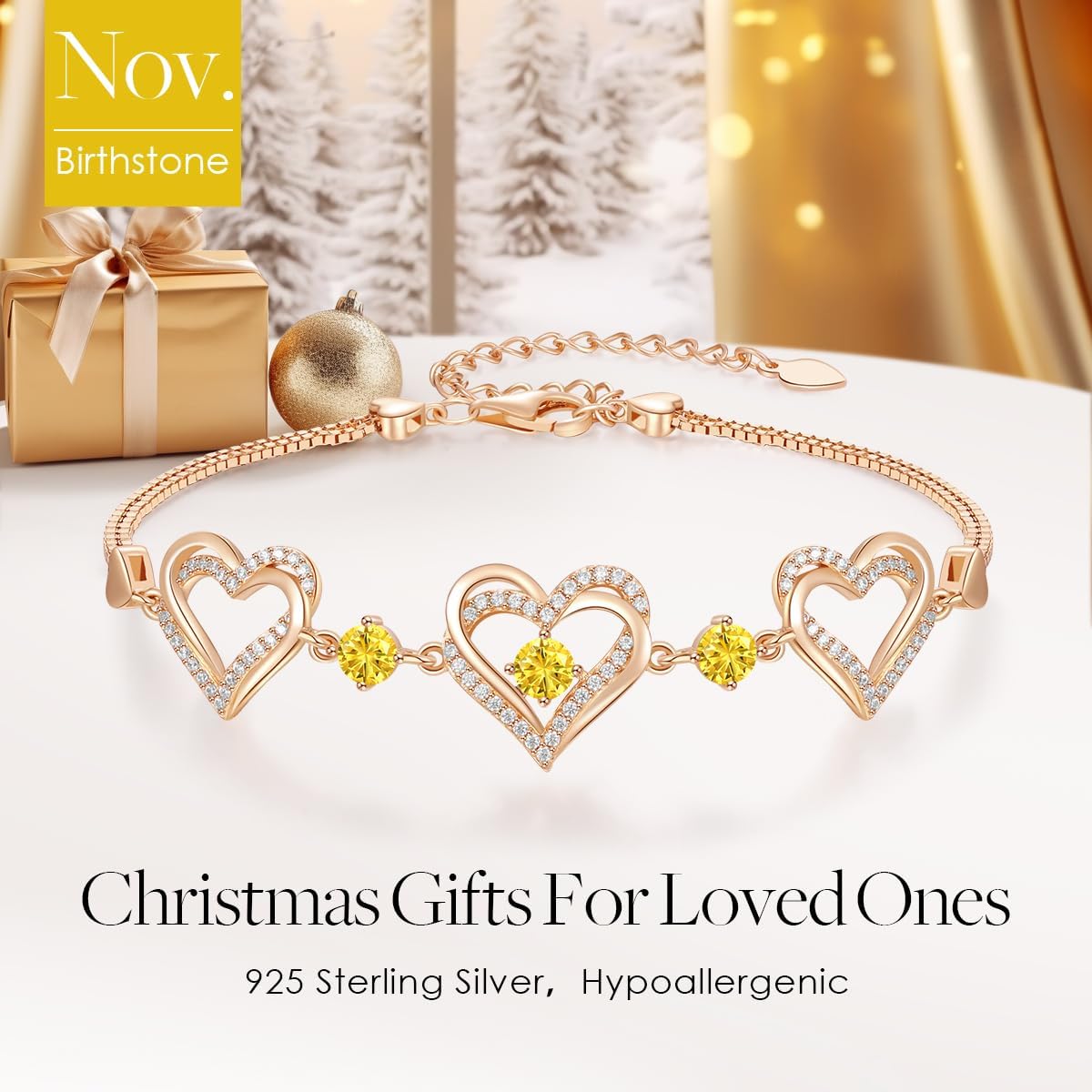 CDE Forever Love Heart Charm Link Bracelet for Women, 925 Sterling Silver Birthstone Bracelet Mother's Day Gift Anniversary Christmas Birthday Jewelry Gifts for Women Wife Her Girlfriend - Image 5