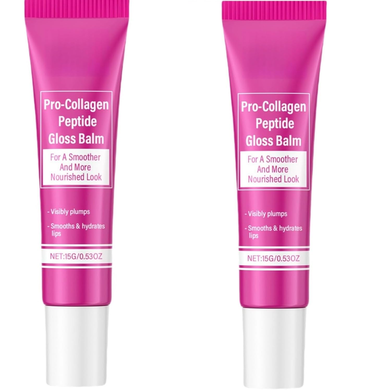 Pro-Collagen Peptide Lip Gloss Balm - Plumping and Hydrating Balm, All-Natural Lip Moisturizer, Hydrates & Smooths, for Dry Cracked Lips,2pcs