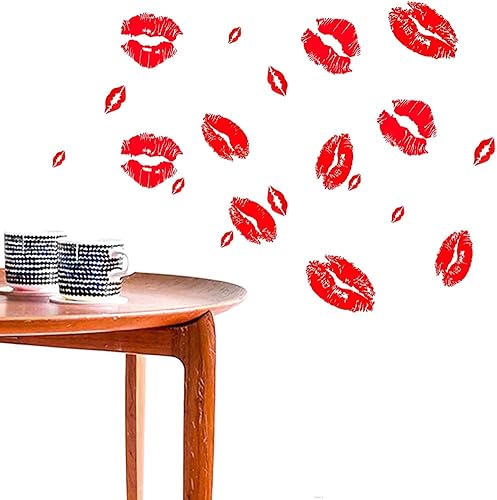 Miniatura 5 de BIBITIME - Calcomanías de labios rojos, calcomanías de pared para sala de estar, habitación, habitación de los niños, decoración de pared del hogar