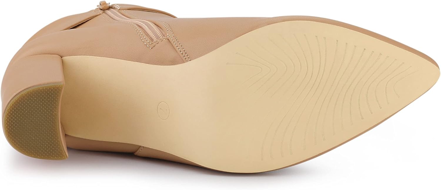 Allegra K Women's Pointed Toe Buckle Decor Heel Ankle Booties