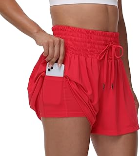 Blaosn Flowy Athletic Shorts for Women Gym Workout Running Short Pants High Waist Skort