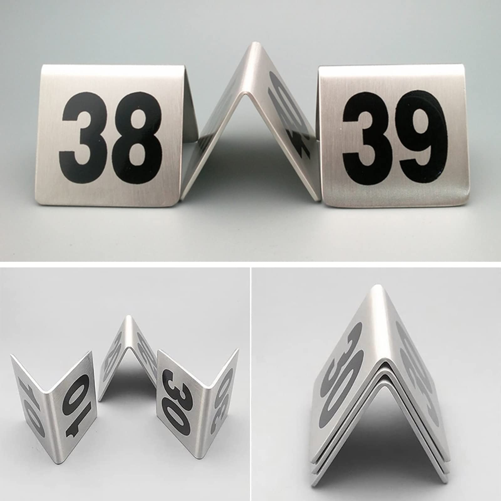 Soporte para números de Mesa para recepciones de Bodas, Carteles Digitales 1-50 1-100 Tarjetas de núrpa de Metal para restaurantes, Banquetes, cafeterías, bistrós, Resistentes e irrompibles.