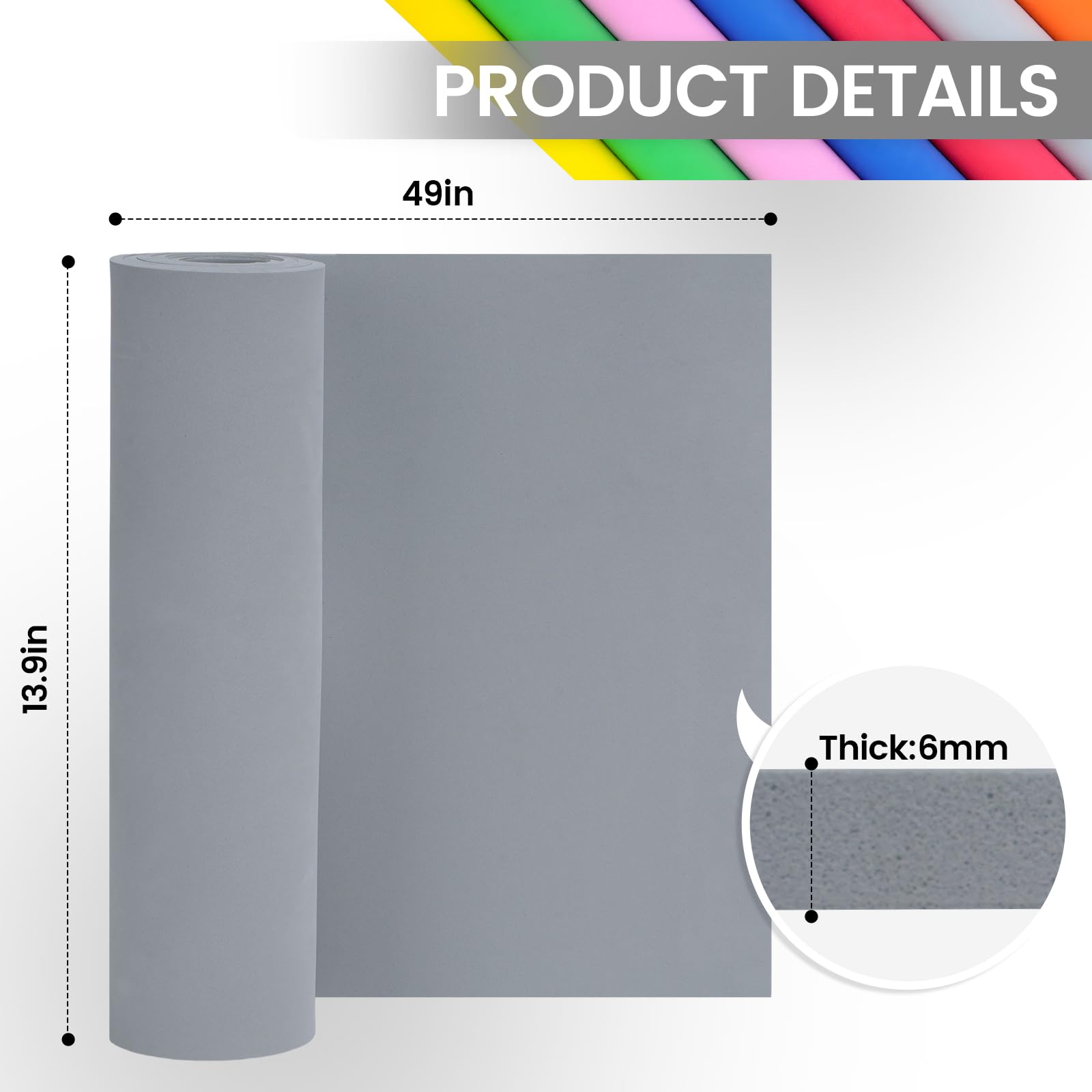 Do²ping Grigio Eva Foam Cosplay, 6mm Gomma Eva Fogl, 35.5x124.5cm con Alta densità 86kg/m3 Schiuma Eva per Costume Carft (6mm Grigio)