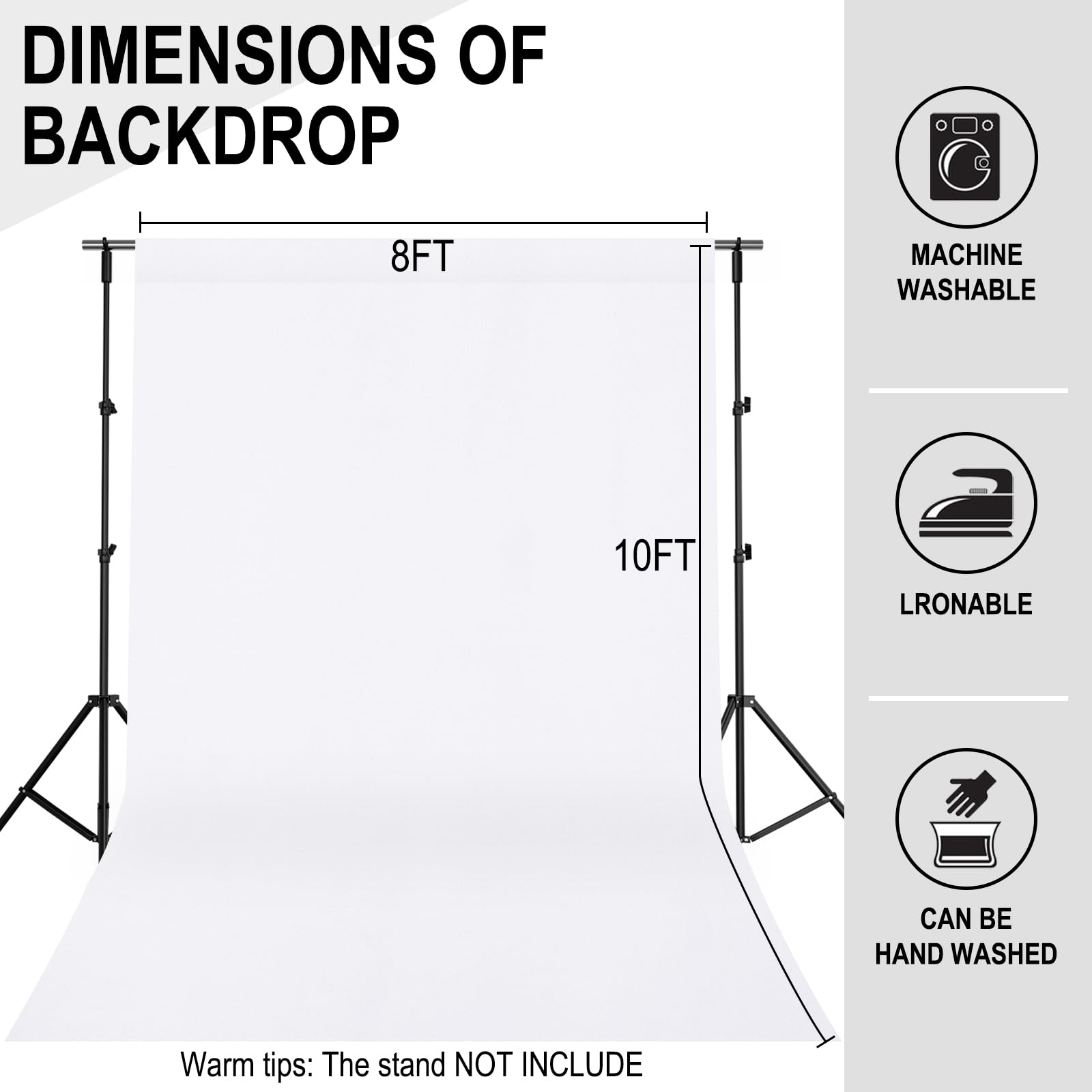 GFCC 8FTx10FT White Backdrop Background for Photography Photoshoot — Amazon image 3