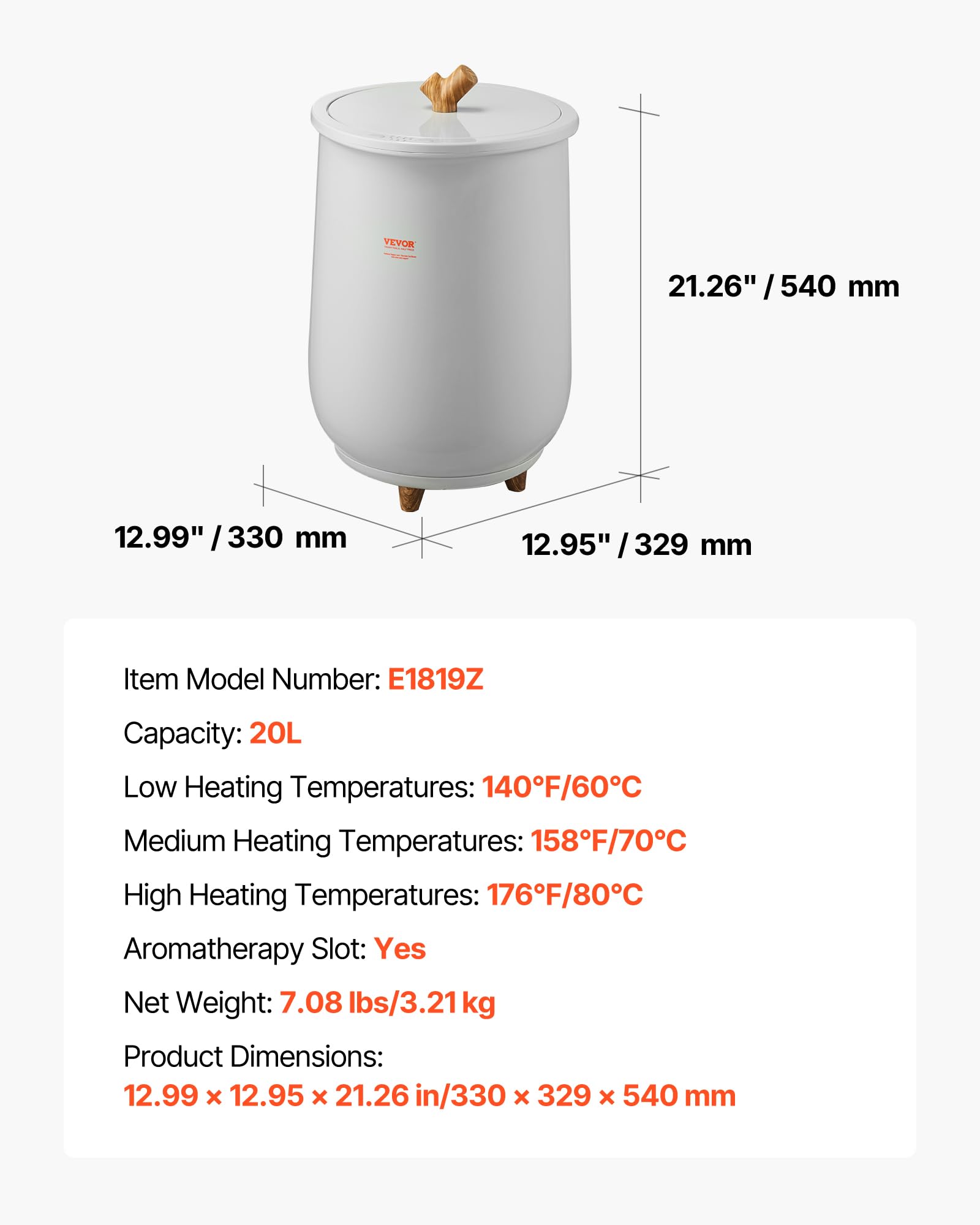 VEVOR Handtuchwärmer Eimer Wärmegerät 20 L mit LED-Licht & automatische Abschaltung & Temperatureinstellung, Towel Warmer für Spa Badezimmer Waschküche Grau, zum Erwärmen von Handtüchern