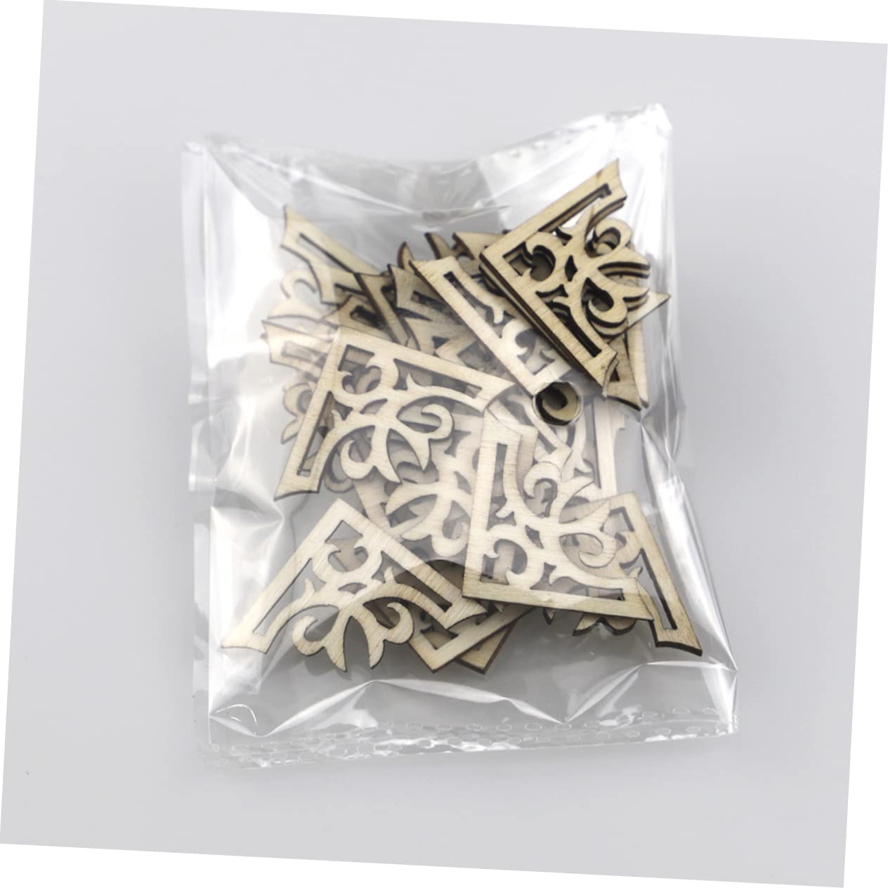 Lurrose DIY Wood Chip Decorations 100 Wooden Slices for Scrapbooking Book Corner Protectors and Decorative Wrappers