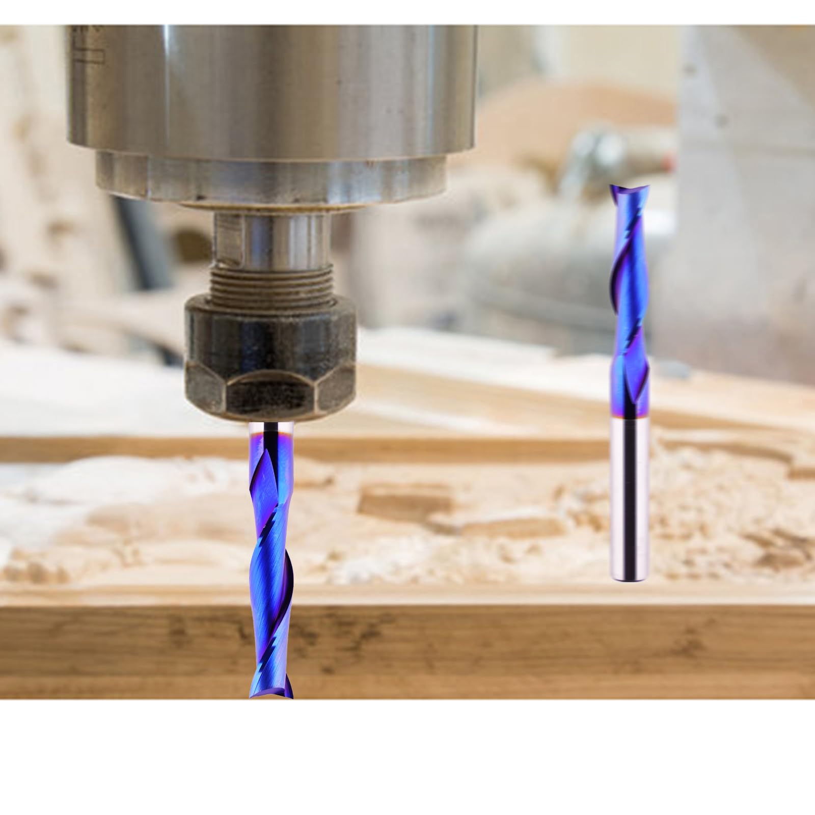Lot de 2 fraises à défoncer CNC avec tige de 6,35 mm en spirale pour sculpture sur bois et gravure
