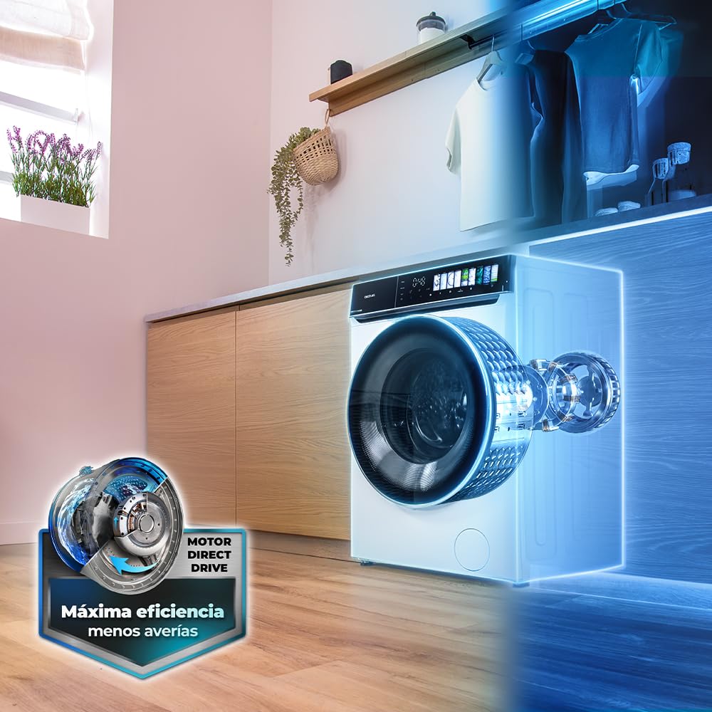 Cecotec Waschmaschine 10 kg Bolero DressCode 10970 Direct Drive | Energieklasse A, Direct Drive Motor, 1400 rpm, 11 Programme, FullColor-Display, SteamMax, Spa Care und XXL-Tür