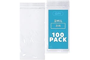 GPI 100 Pack Portion Control Bags (3x6" Clear Plastic Zip Bags)