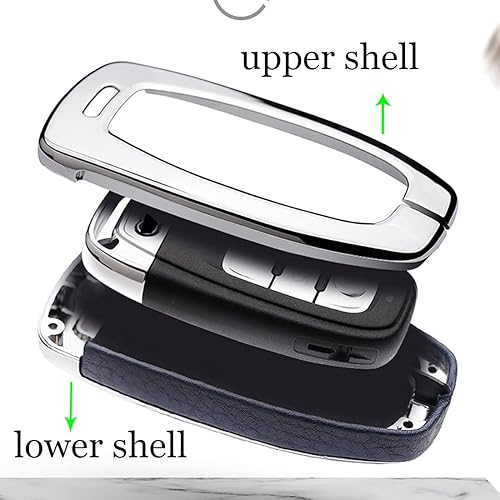 Miniatura 4 de ontto Funda de llavero de metal para Audi 2019 2020 Funda de cuero con protección completa roja