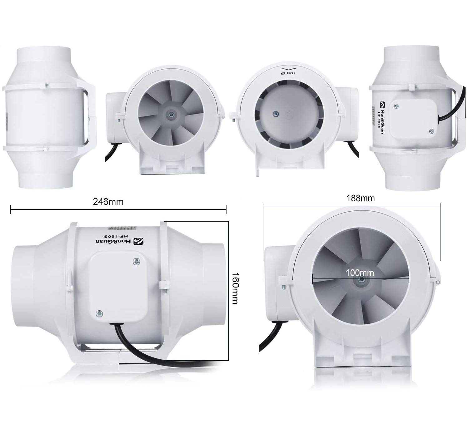 Hon&Guan Ventilateur Extracteur 75 Mm 204 M³/h – Extracteur D'Air Avec Variateur De Vitesse Pour Cave, Garage, Grow Tent