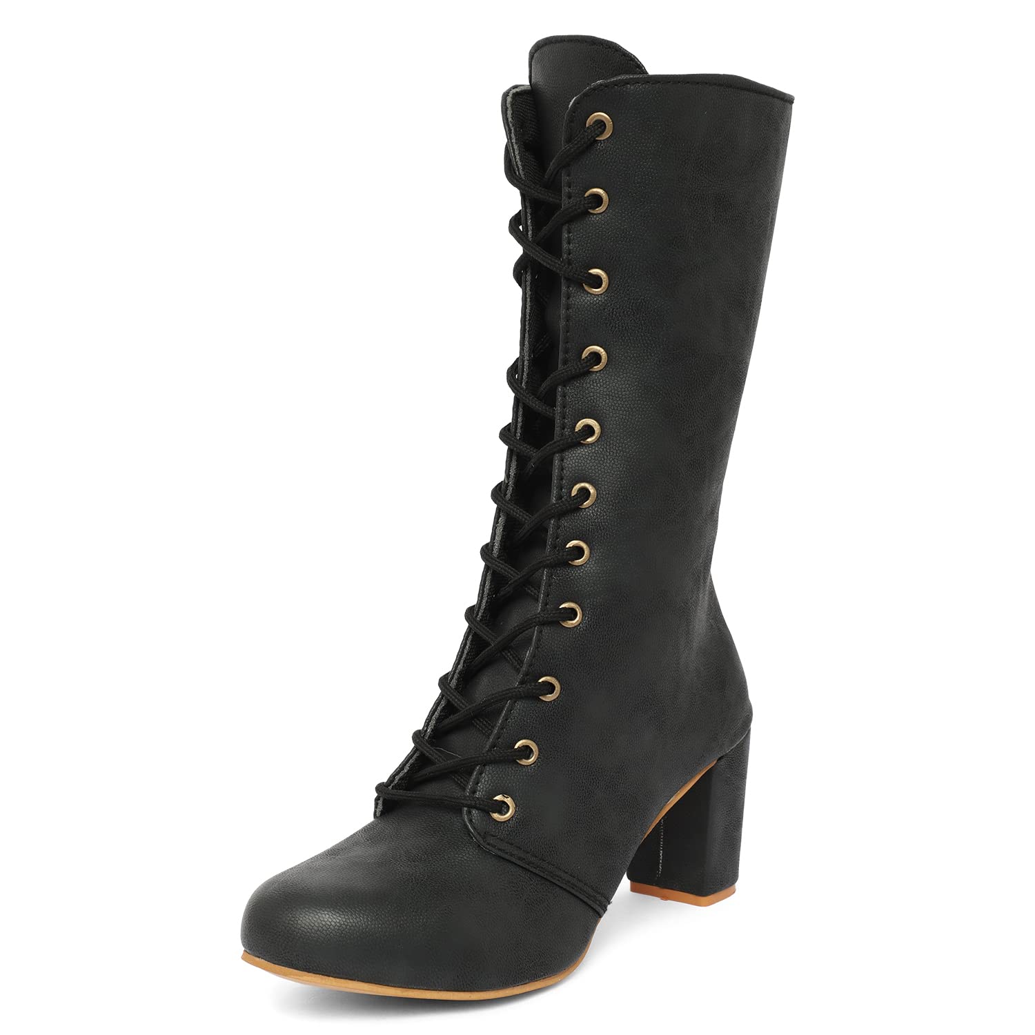 Fiia Women Black Block Heel Calf Length Boots for Outdoor UK-4 (B0BGCS7CXP) Amazon Price History, Amazon Price Tracker
