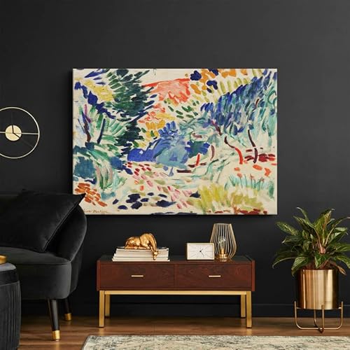 Canvasway - Henri Matisse Landscape At Collioure Canvas Prints Wall Art Modern Art Expressionism Painting Picture On Canvas Abstract Artwork For Home Decorations And Gifts (36"X47"X1.5") #TOP1