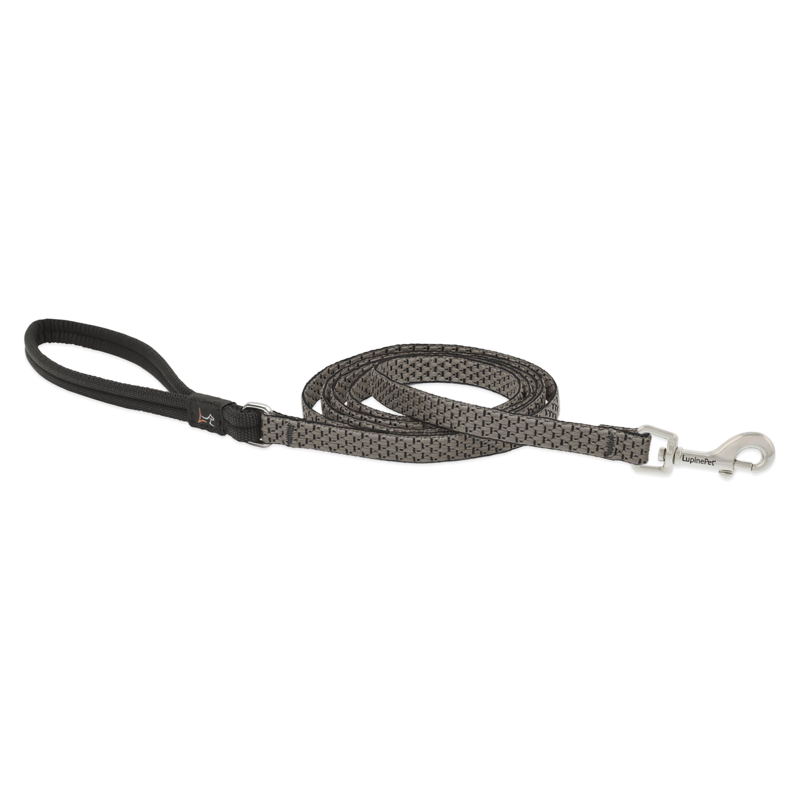 Eco by Lupine 1/2-Inch Recycled fibre Padded Handle Leash 6-feet for Small Dogs, Granite
