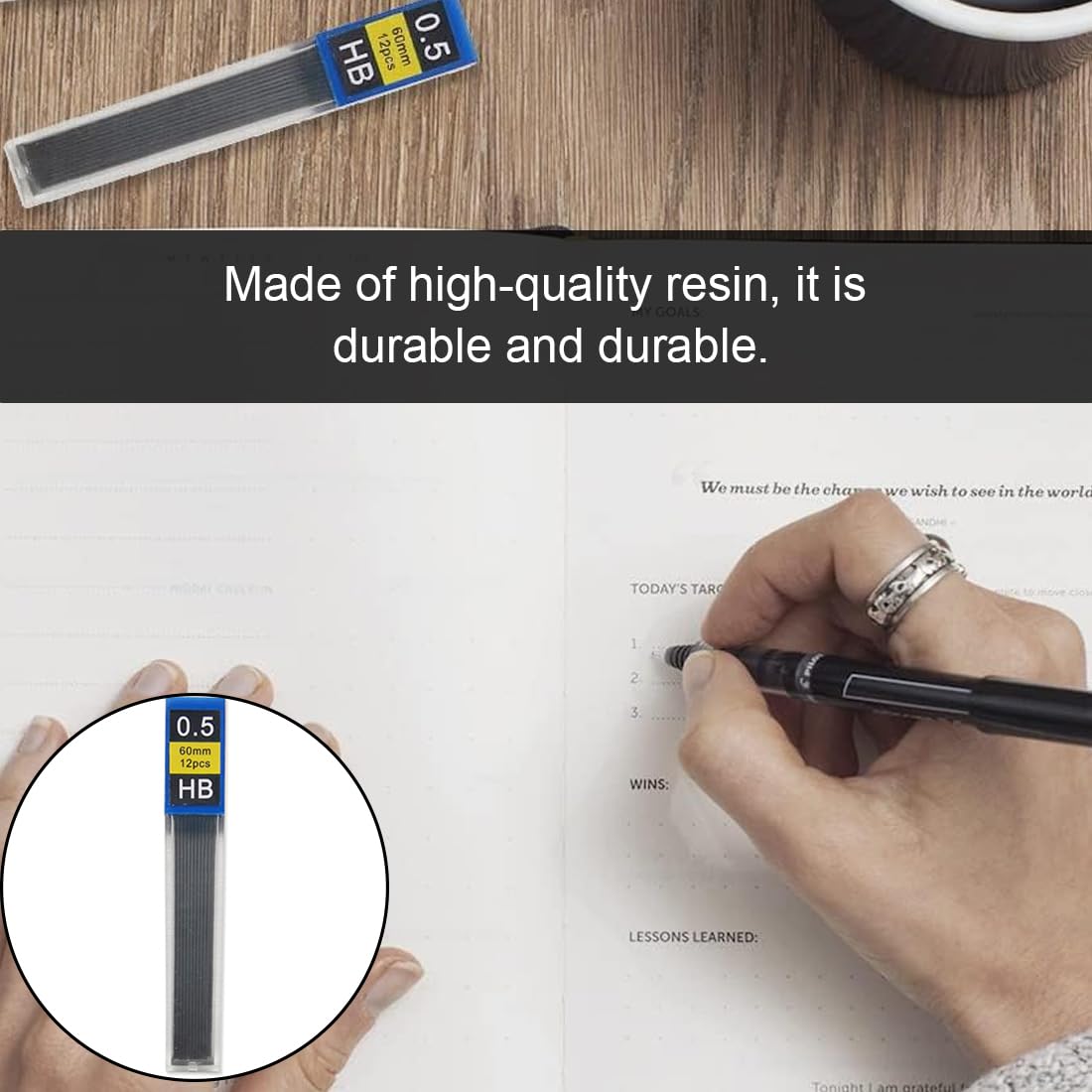 Mine HB 0.5 mm Infrangibili per Portamine, 120 Pezzi, Nero e Bianco