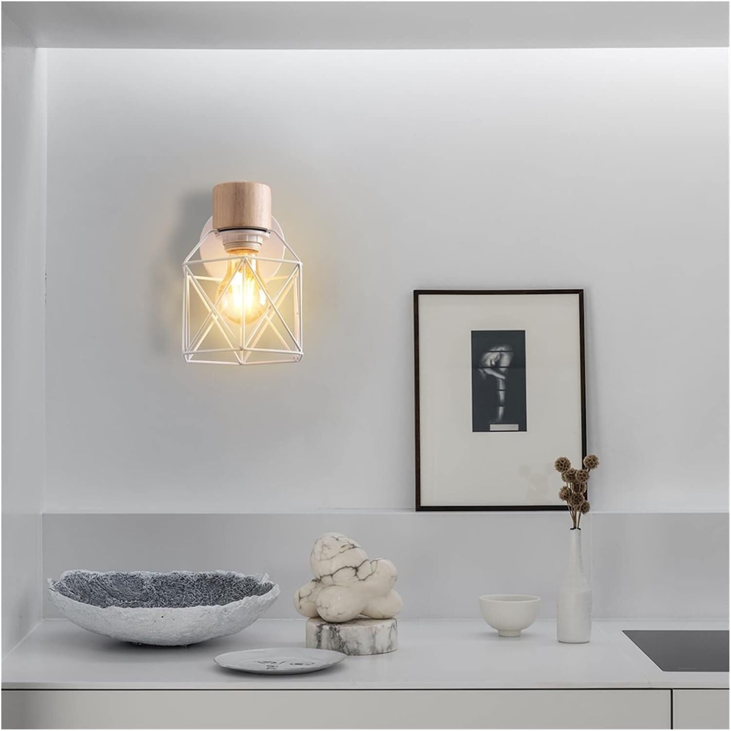 Generico Lampada da Parete Luce Notturna Emergenza Bagno Ferro E27 Lampada da Parete retrò Lampada da Comodino Lampada da Lavoro Stile Industriale Soggiorno
