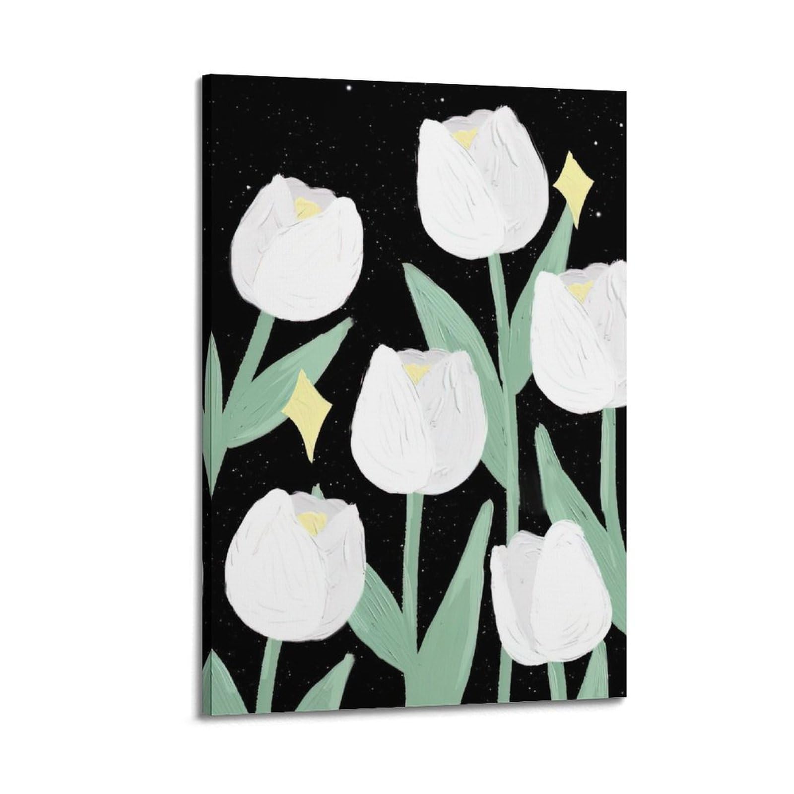 DLJGDS Simple Botanical Poster Painting White Tulips Decorative Painting Canvas Wall Posters And Modern Family Bedroom Decor 24x36inch(60x90cm)