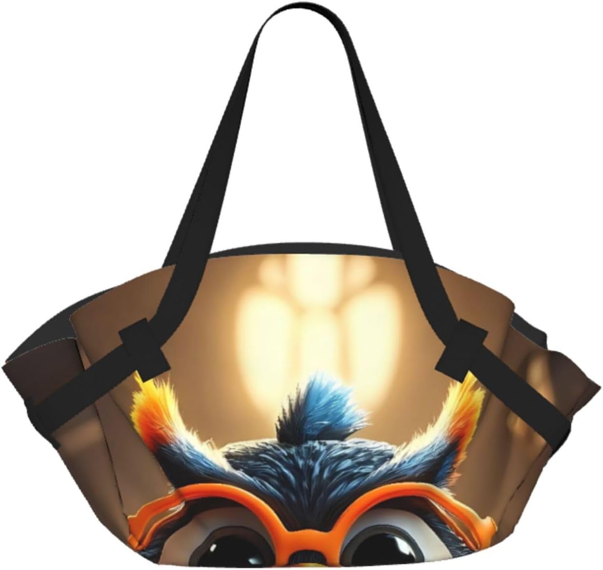 Quirky Owl With Glasses Pattern Foldable Camping Tote Bag Picnic Blanket Bag Portable Beach Mat Tote Waterproof Outdoor Picnic Mat Carry Bag