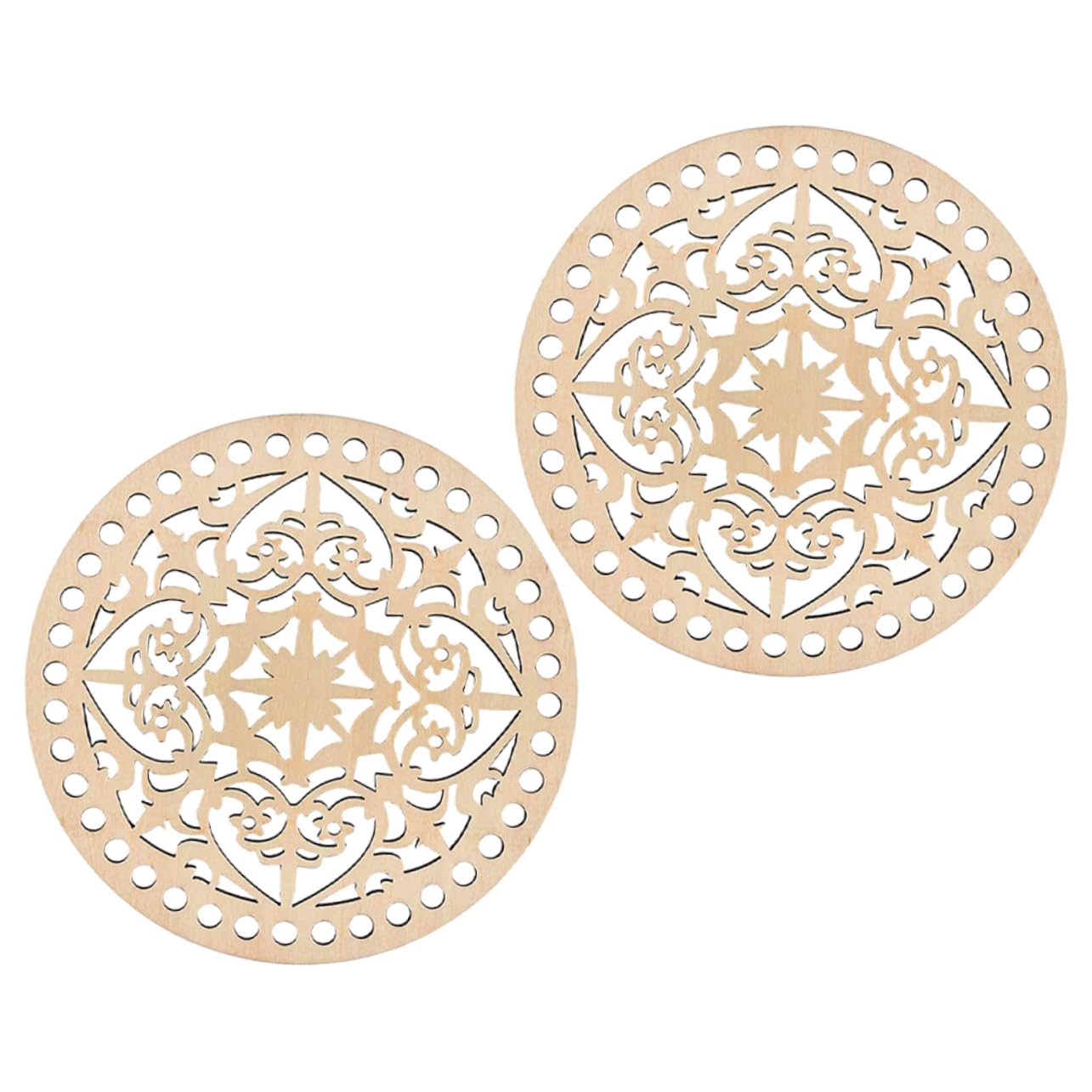 KALLORY 2Pcs Wooden for DIY Projects Shaping Blank for Knitting Crochet Durable Material for Crafting Bags Home Decor