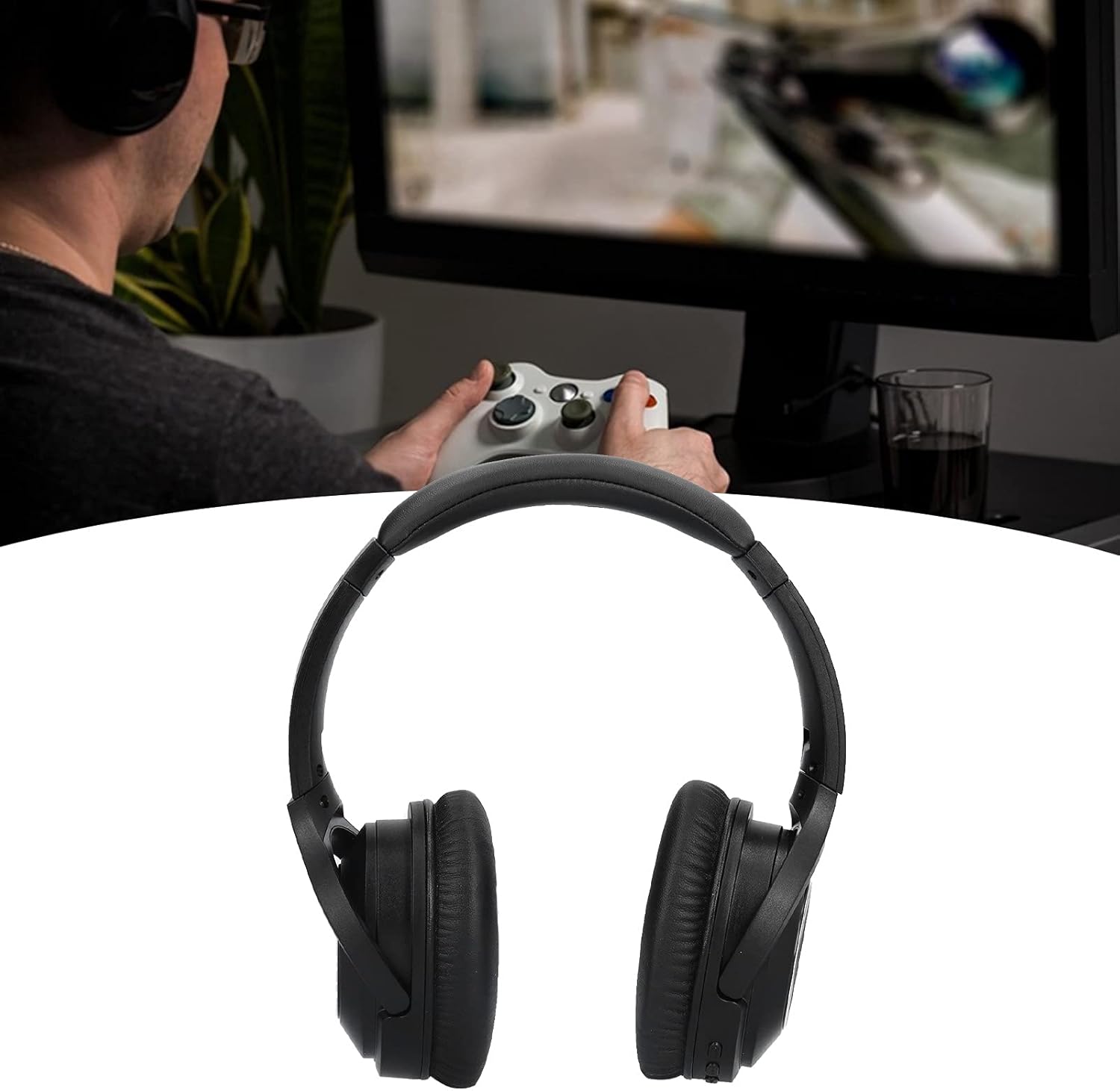 新作 ワイヤレスbluetoothヘッドセット ヘッドマウントヘビーバスモバイルコンピューターデスクトップゲームヘッドセット バスサラウンド ソフトストレージイヤーマフ Ps4 Pc Xbox Oneコントローラーに最適 青 Fucoa Cl