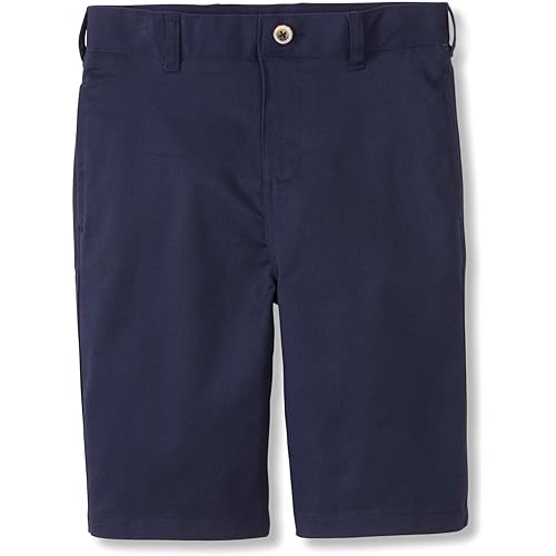 French Toast Boys' Adjustable Waist Stretch Flat Front Shorts (Standard & Husky) for School Uniform