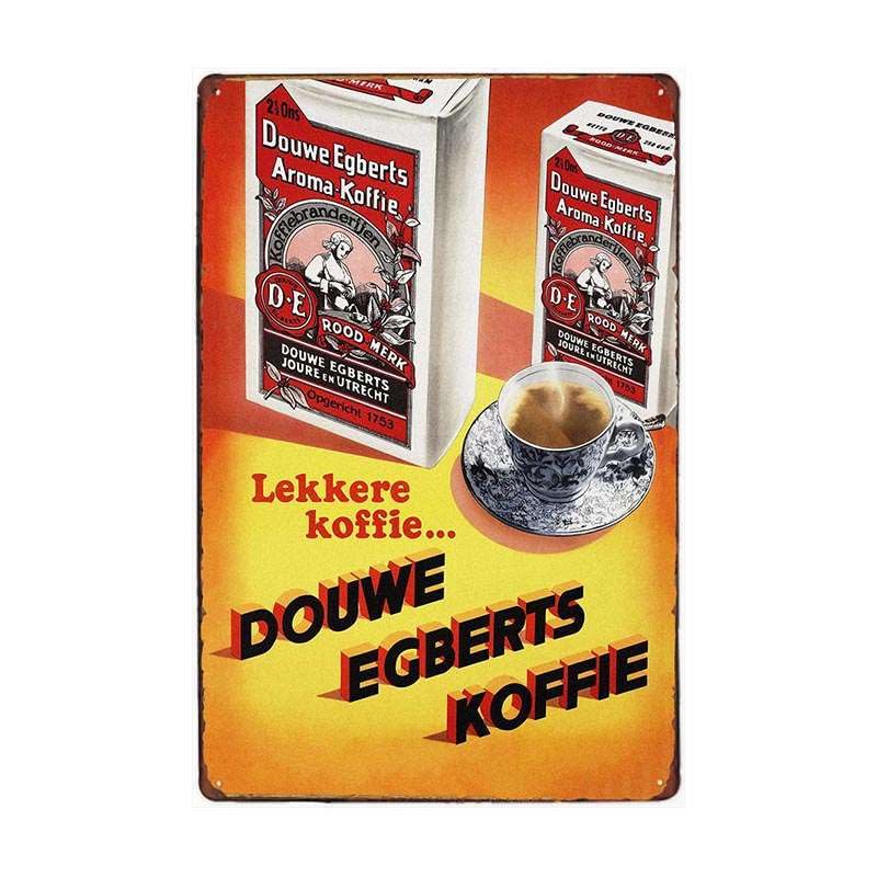 Juego de 4 placas de metal retro vintage con diseño de café