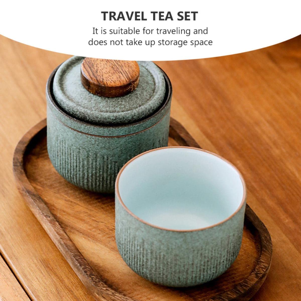 1 juego de té de cerámica, viaje, taza de té portátil, utensilios de té al aire libre (verde matcha), verde mate