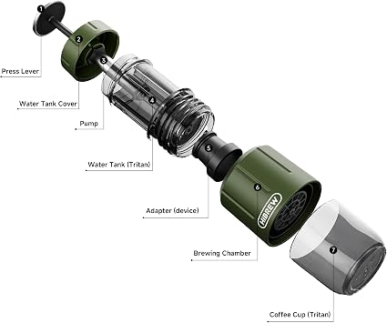 HIBREW H4D Manual Espresso Maker for Camping & Travel - Portable Hand-Pump Coffee Machine Built-in Cup, 2-in-1 Compatible Ground Coffee & Nes Original Pods