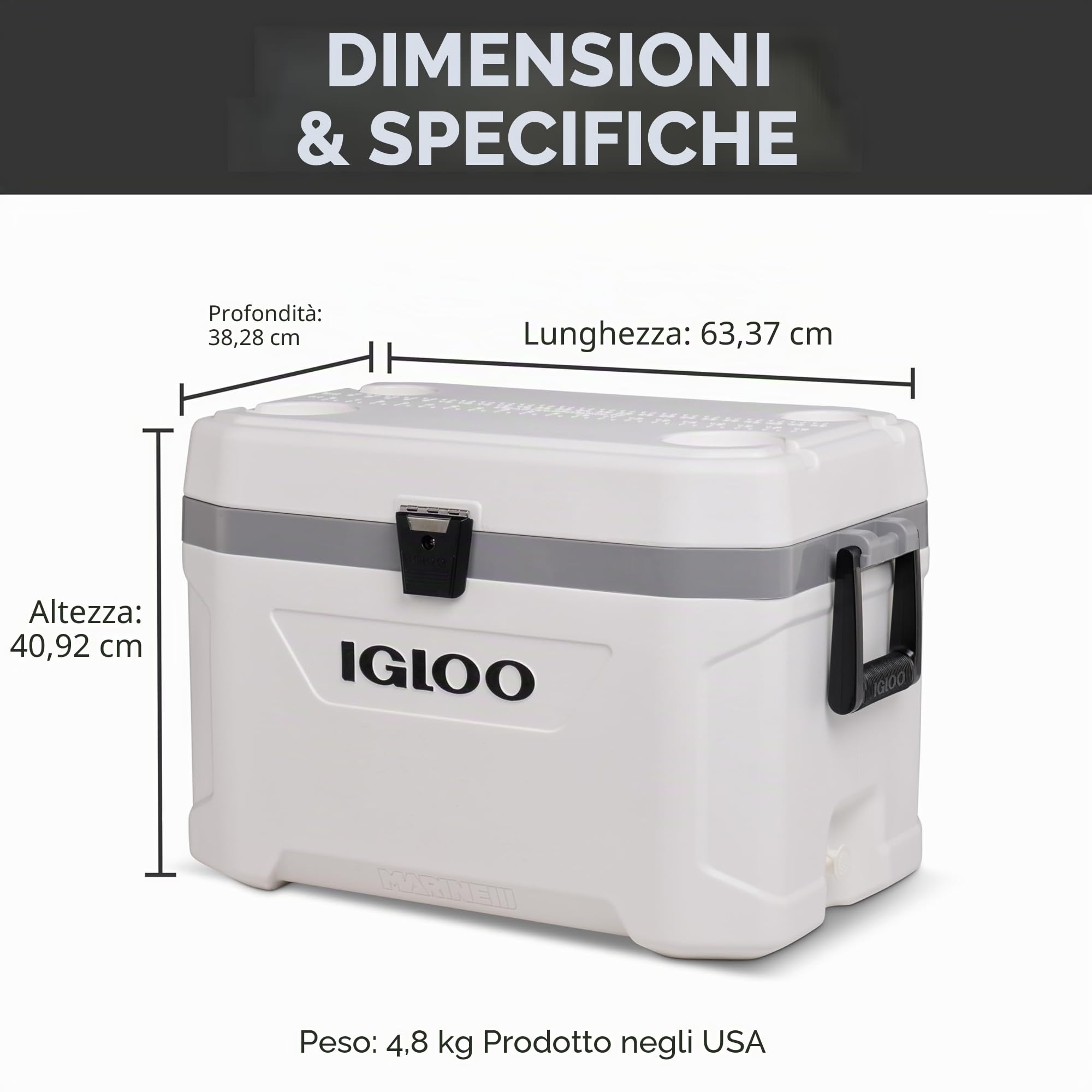 IGLOO Marine Ultra, Frigorifero all’Aperto, Bianco, 51 Litro