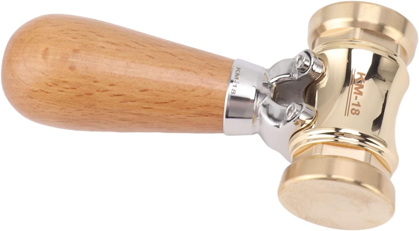 Woodworking Chisel Mallet with Replaceable Brass Head, Beech Wood Handle, Storage Box, 2 Plastic Heads, 30.8oz, for Carpentry and DIY Projects