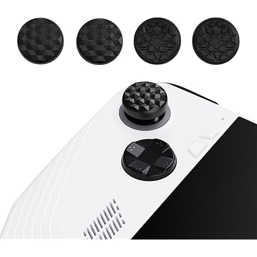PlayVital Black Thumbsticks Grips Caps for ROG Ally, Silicone Thumb Grips Joystick Caps Accessories for ROG Ally - Diamond Grain & Crack Bomb Design