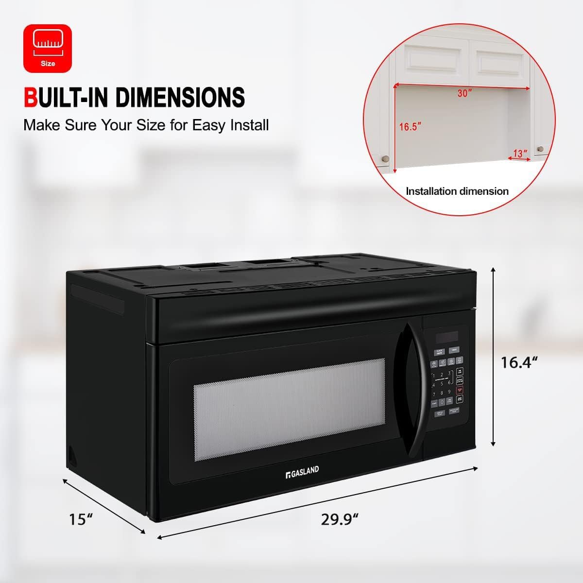 1.7 Cu.ft. Over the Stove Microwave, 30 Inch Over the Range Microwave with 10 Power Levels, One Touch Cooking, 300 CFM,1000W, LED, Turntable, Sensor Cook, Over The Stove Microwave Oven, Black thumbnail