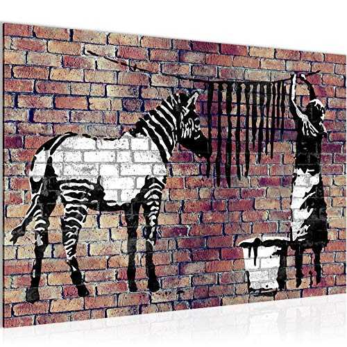 Runa Art Cuadro Banksy Lavado Cebra Moderno Murales - 100% Made In Germany - Arte Urbano Marrón Corredor 012915b