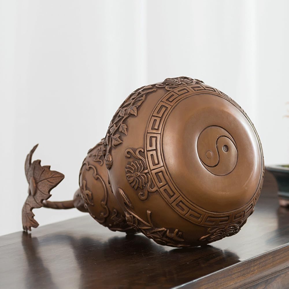Ornamento Zucca Pacifica Quattro Stagioni in Rame Puro, Mascotte Feng Shui in Ottone e Bronzo