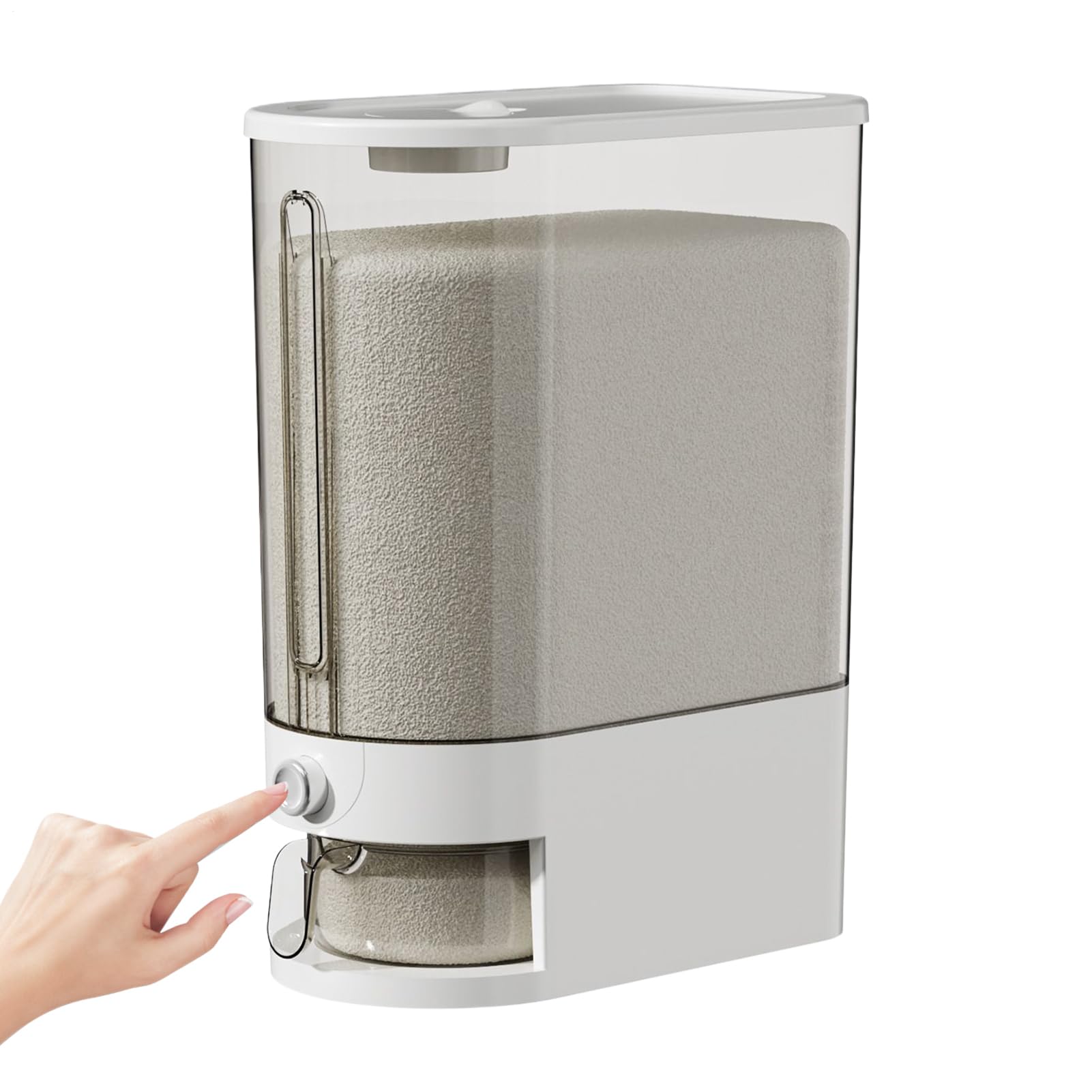 Distributeur de riz, conteneur de stockage de riz de 10 kg avec distributeur à presse, boîte de rangement hermétique pour aliments secs, boîte transparente, pour riz, farine, grains de café